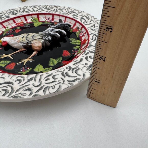 Vintage Bella Casa by Ganz Hand Painted Hen Chicken 3D Wall Plate Decor black wh - Picture 14 of 15